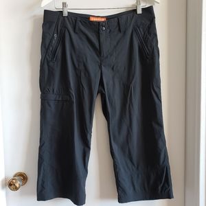 Merrell Select Wick Black Two Front Zip Pockets Cargo Capris Woman Size 8